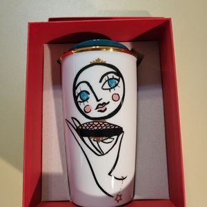 STARBUCKS - Blusher Face in Compact Mirror Ceramic Tumbler